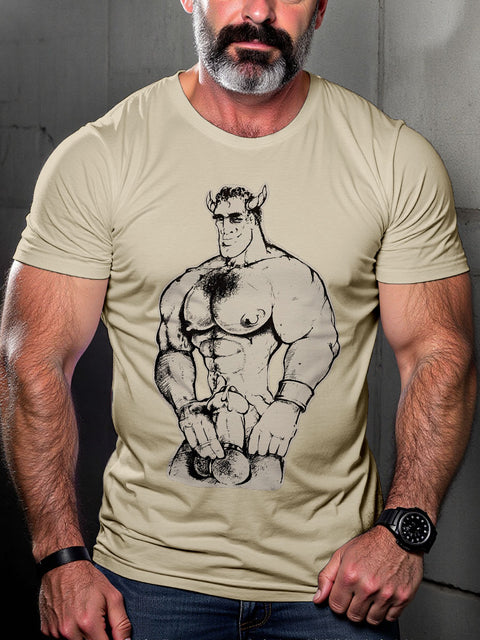 Gay Devil Leather LGBT Gay Pride Art Casual Print T-shirt