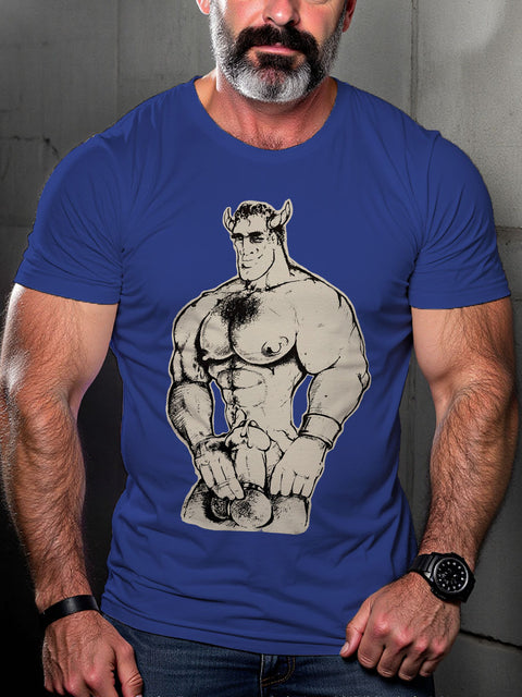 Gay Devil Leather LGBT Gay Pride Art Casual Print T-shirt