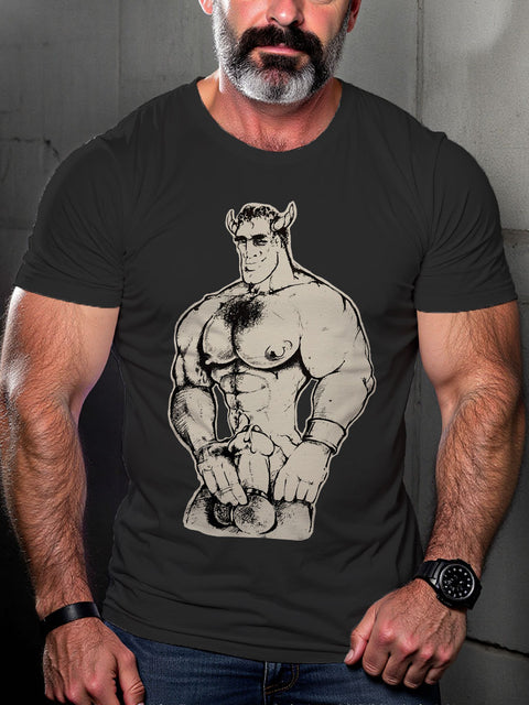 Gay Devil Leather LGBT Gay Pride Art Casual Print T-shirt