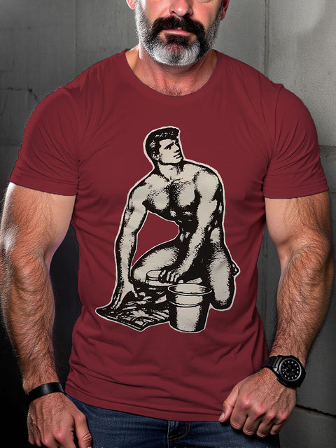Boy Gay Leather Kink Bar Club Cruise LGBT Gay Pride Art Casual Print T-shirt