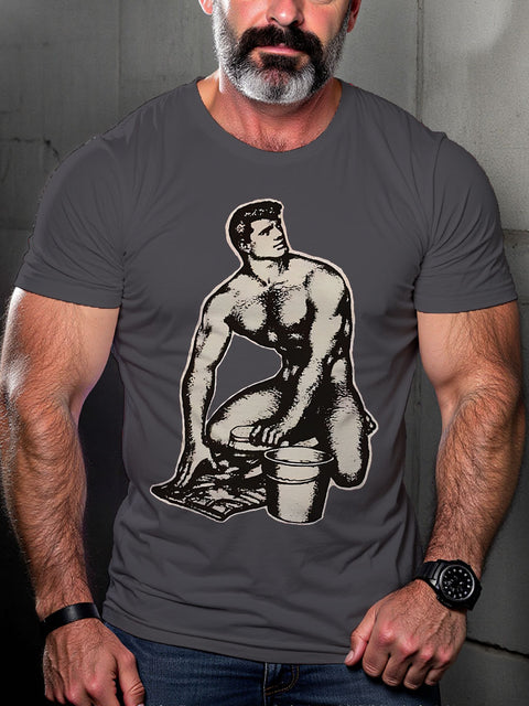 Boy Gay Leather Kink Bar Club Cruise LGBT Gay Pride Art Casual Print T-shirt