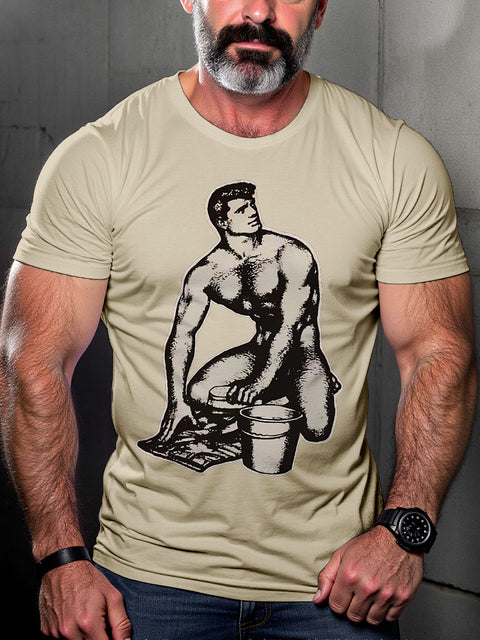 Boy Gay Leather Kink Bar Club Cruise LGBT Gay Pride Art Casual Print T-shirt