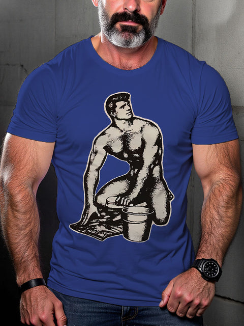 Boy Gay Leather Kink Bar Club Cruise LGBT Gay Pride Art Casual Print T-shirt