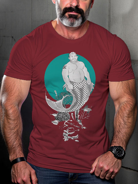 Ocean Bottoms Clumsy Mermaid Gay Graphic LGBT Gay Pride Art Casual Print T-shirt