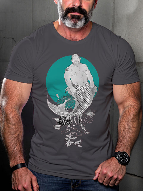 Ocean Bottoms Clumsy Mermaid Gay Graphic LGBT Gay Pride Art Casual Print T-shirt