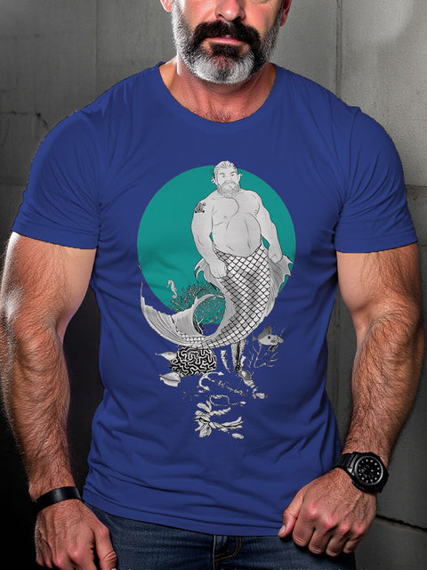 Ocean Bottoms Clumsy Mermaid Gay Graphic LGBT Gay Pride Art Casual Print T-shirt