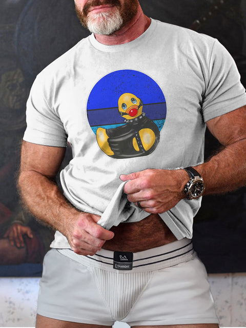 Naughty Ducks Ball Gag Gay Graphic Leather LGBT Gay Pride Art Casual Print T-shirt