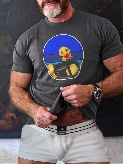 Naughty Ducks Ball Gag Gay Graphic Leather LGBT Gay Pride Art Casual Print T-shirt