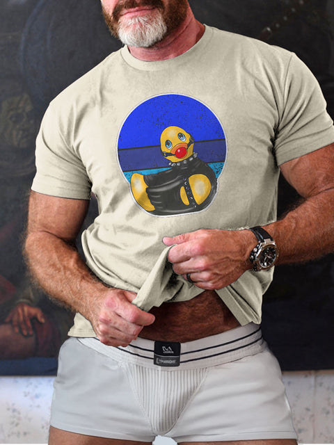 Naughty Ducks Ball Gag Gay Graphic Leather LGBT Gay Pride Art Casual Print T-shirt