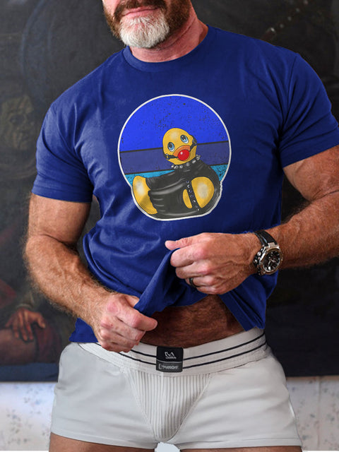 Naughty Ducks Ball Gag Gay Graphic Leather LGBT Gay Pride Art Casual Print T-shirt