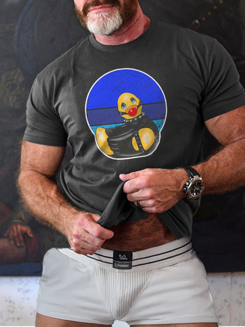 Naughty Ducks Ball Gag Gay Graphic Leather LGBT Gay Pride Art Casual Print T-shirt