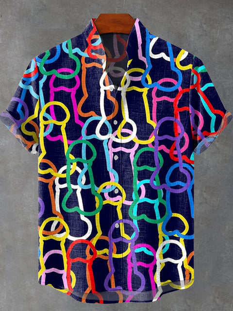 LGBT Pride Gay Dick Art Print Casual 100% Cotton Shirt