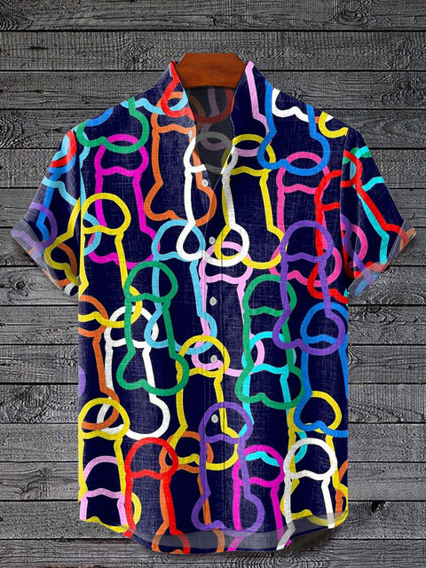 LGBT Pride Gay Dick Art Print Casual 100% Cotton Shirt