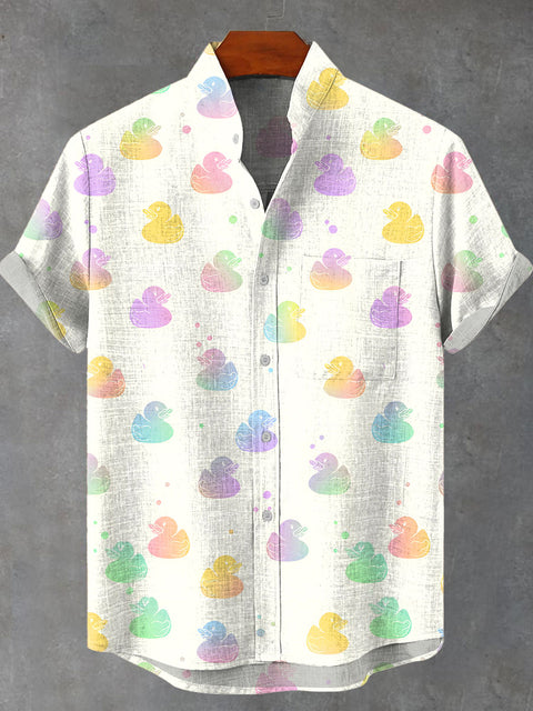 LGBT Pride Gay Rainbow Duck Art Art Print Casual 100% Cotton Shirt
