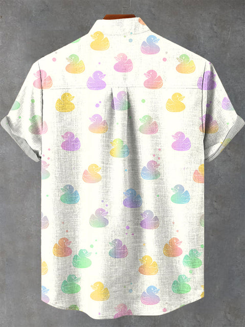LGBT Pride Gay Rainbow Duck Art Art Print Casual 100% Cotton Shirt