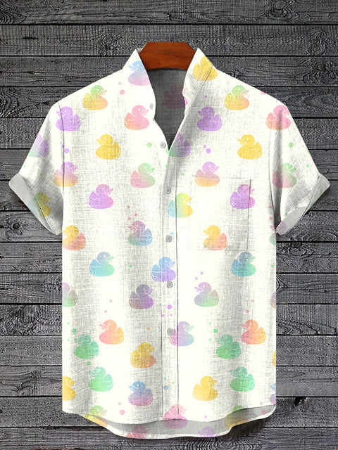 LGBT Pride Gay Rainbow Duck Art Art Print Casual 100% Cotton Shirt