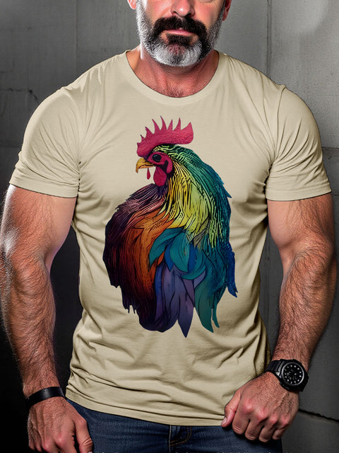 LGBT Gay Pride Month Rainbow Rooster Art Casual Print T-shirt