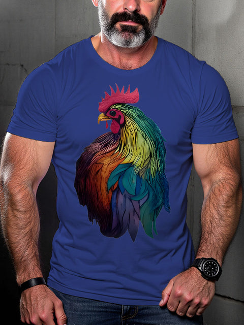 LGBT Gay Pride Month Rainbow Rooster Art Casual Print T-shirt