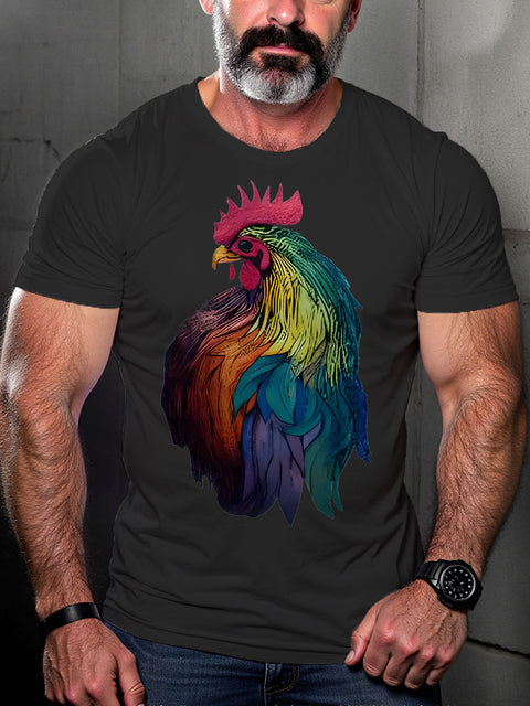 LGBT Gay Pride Month Rainbow Rooster Art Casual Print T-shirt