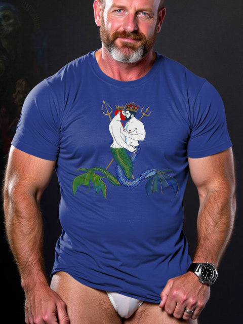 LGBT Gay Pride Mermaid Kiss Art Casual Print T-shirt