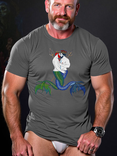 LGBT Gay Pride Mermaid Kiss Art Casual Print T-shirt