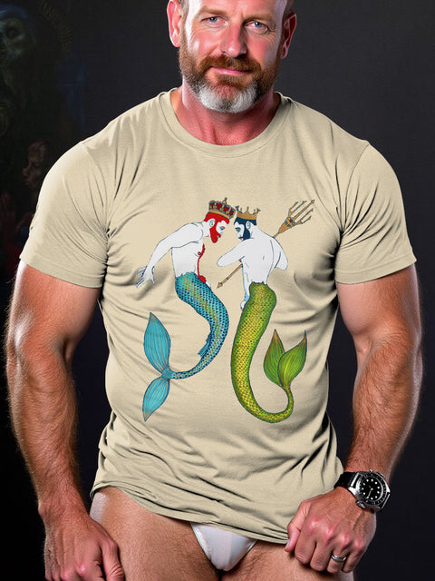 LGBT Gay Pride Mermaid Mating Dance Art Casual Print T-shirt