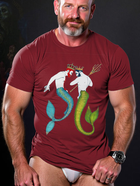 LGBT Gay Pride Mermaid Mating Dance Art Casual Print T-shirt