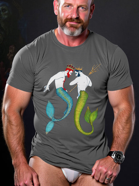 LGBT Gay Pride Mermaid Mating Dance Art Casual Print T-shirt