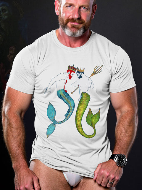 LGBT Gay Pride Mermaid Mating Dance Art Casual Print T-shirt