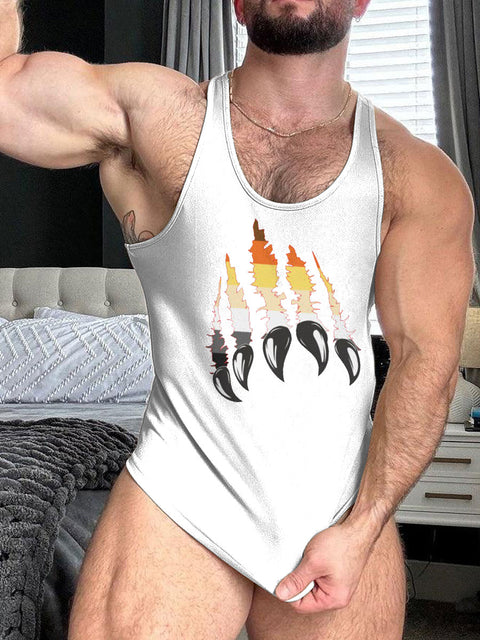 LGBT Gay Pride Month Gay Bear Claw Print 100% Cotton Casual Tank Top