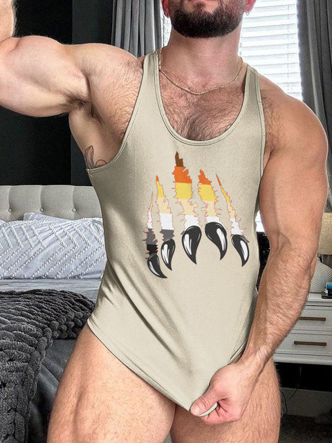 LGBT Gay Pride Month Gay Bear Claw Print 100% Cotton Casual Tank Top