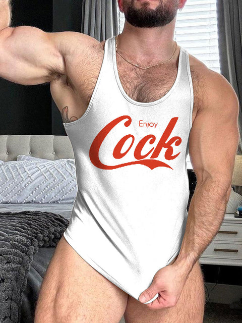 LGBT Gay Pride Enjoy Cock Gay Print 100% Cotton Casual Tank Top