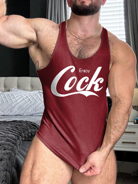 LGBT Gay Pride Enjoy Cock Gay Print 100% Cotton Casual Tank Top
