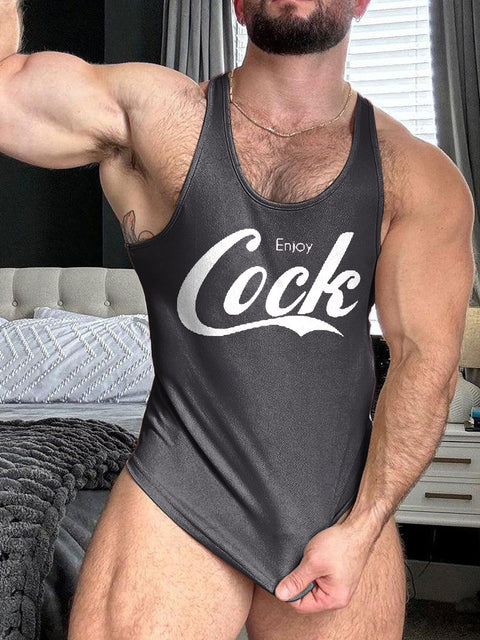 LGBT Gay Pride Enjoy Cock Gay Print 100% Cotton Casual Tank Top