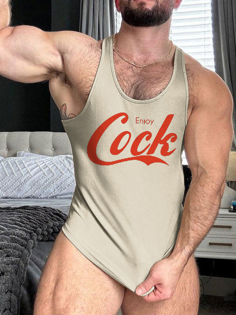 LGBT Gay Pride Enjoy Cock Gay Print 100% Cotton Casual Tank Top