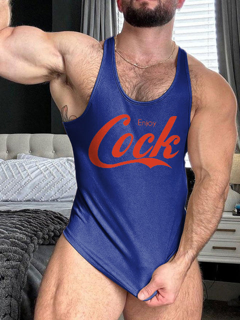 LGBT Gay Pride Enjoy Cock Gay Print 100% Cotton Casual Tank Top