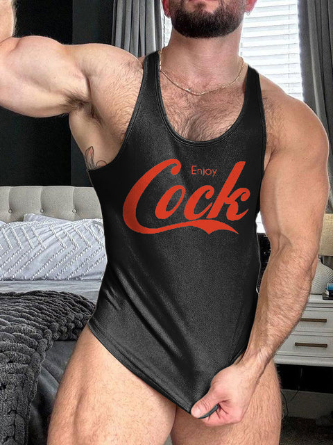 LGBT Gay Pride Enjoy Cock Gay Print 100% Cotton Casual Tank Top