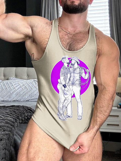 LGBT Gay Pride The Wild Wild Rodeo Boys Gay Print 100% Cotton Casual Tank Top
