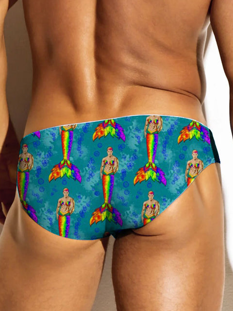 Men's LGBT Pride Gay Rainbow Seashell Pride Merman Large Art Print Underwear