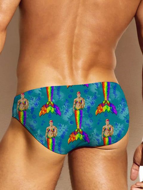 Men's LGBT Pride Gay Rainbow Seashell Pride Merman Large Art Print Underwear