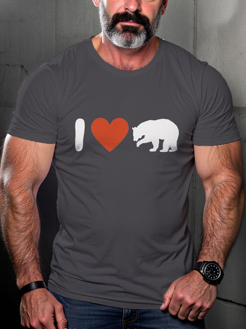 LGBT Gay Pride I Love Gay Bear Leather Casual Print T-shirt