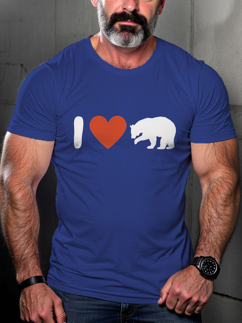 LGBT Gay Pride I Love Gay Bear Leather Casual Print T-shirt