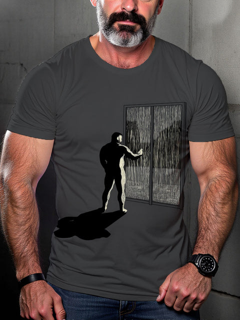 Night Window Gay Bear Print Casual T-shirt
