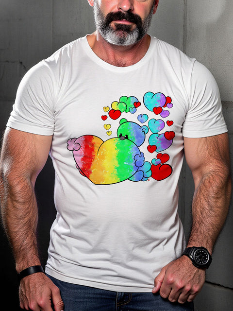 LGBT Gay Pride Not Your Average Bear Rainbow Gradient Art Casual Print T-shirt