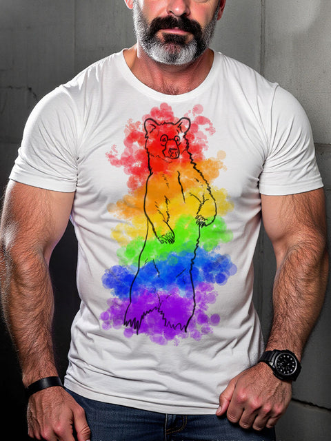 LGBT Gay Pride Not Your Average Bear Rainbow Gradient Art Casual Print T-shirt