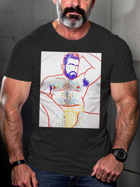 LGBT Gay Pride Rainbow Bear Belly Art Casual Print T-shirt