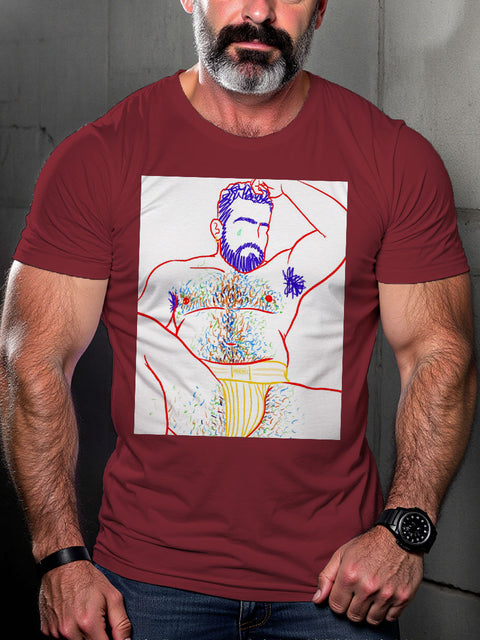 LGBT Gay Pride Rainbow Bear Belly Art Casual Print T-shirt