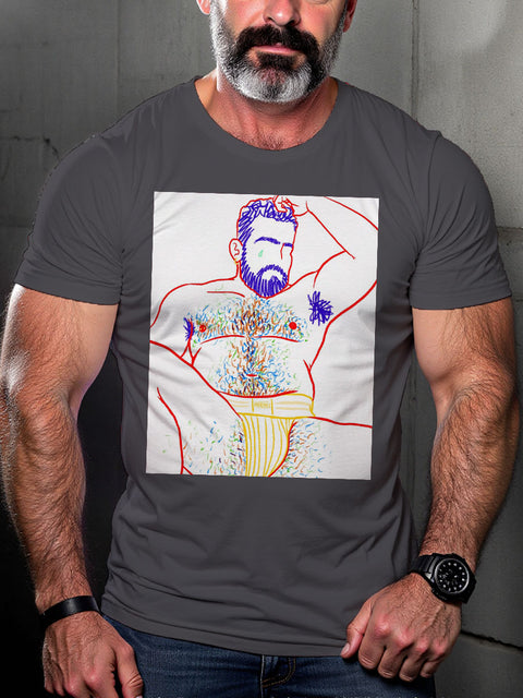 LGBT Gay Pride Rainbow Bear Belly Art Casual Print T-shirt