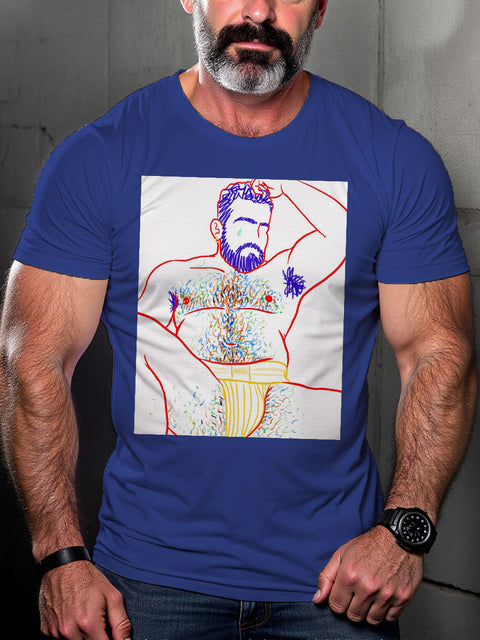 LGBT Gay Pride Rainbow Bear Belly Art Casual Print T-shirt