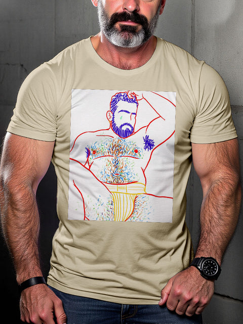 LGBT Gay Pride Rainbow Bear Belly Art Casual Print T-shirt
